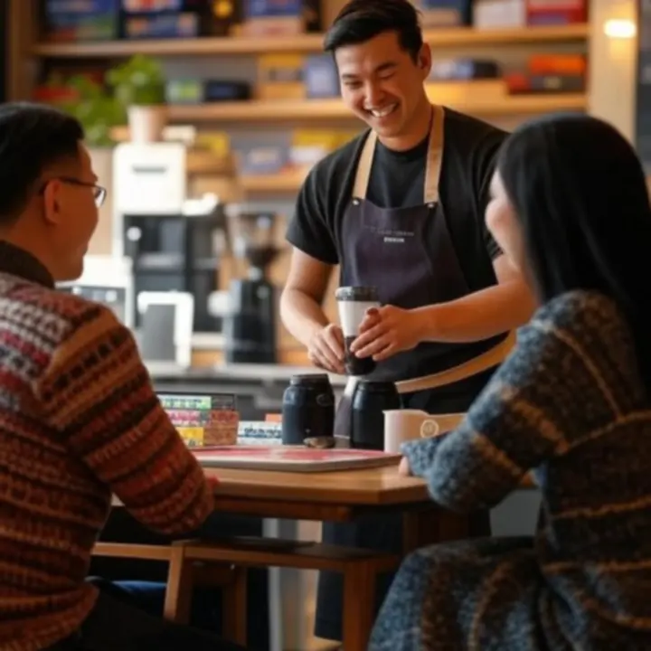 Zespół PLGameHouse przygotowujący napoje i pomagający gościom.